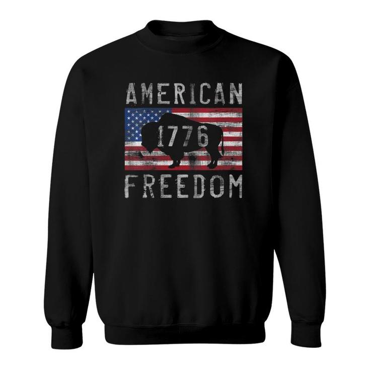 Womens 4Th Of July American Freedom Buffalo 1776 Graphic Sweatshirt