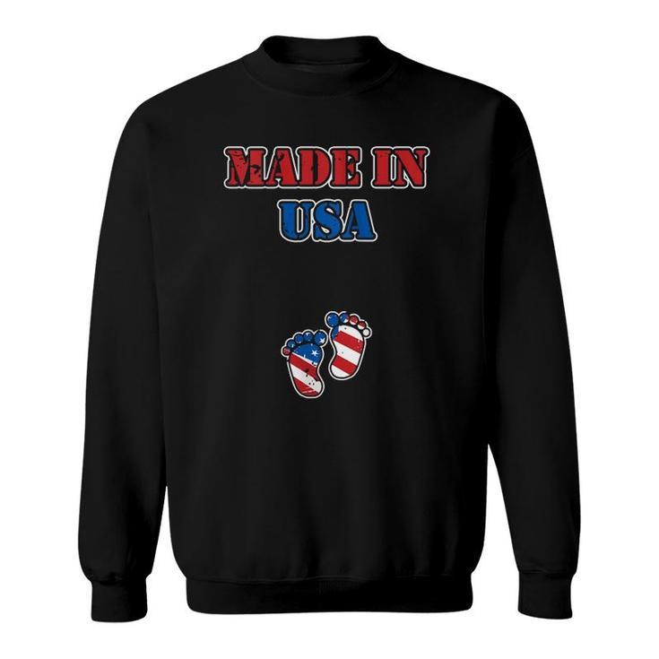 Womens 4Th Of July Pregnancy Announcement Baby Made In Usa  Sweatshirt