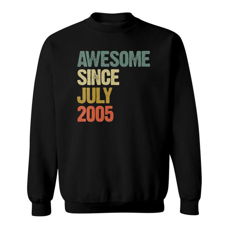Womens Awesome Since July 2005 16 Years Old 16Th Birthday Gift V-Neck Sweatshirt