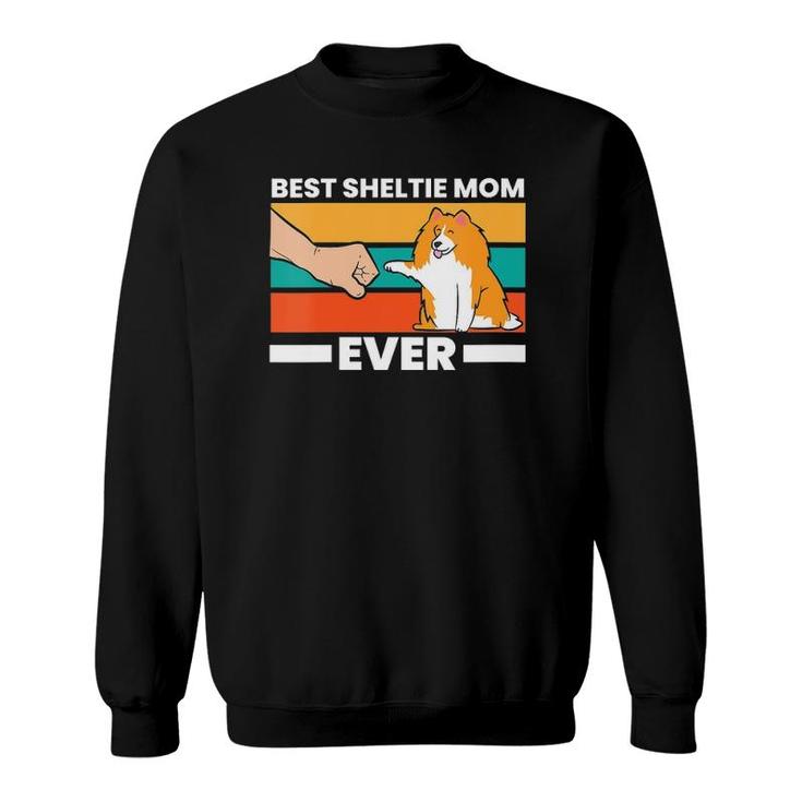 Womens Best Sheltie Mom Ever Dog Sheepdog Mama Shetland Sheepdogs V-Neck Sweatshirt