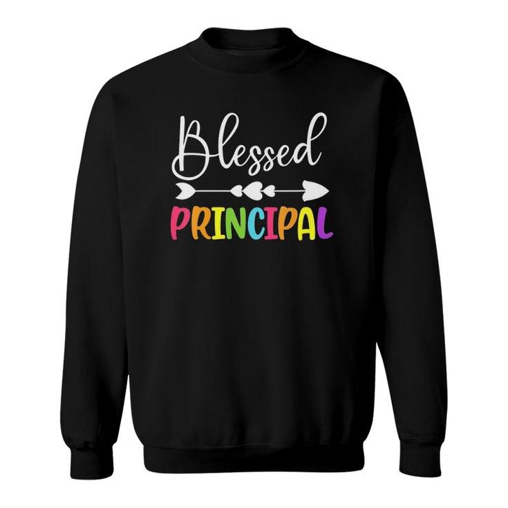 Womens Blessed Principal Back To School Principal Appreciation Gift V-Neck Sweatshirt