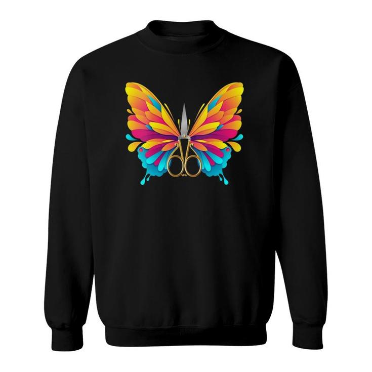 Womens Butterfly Insect Fly Scissors Hairstyle Barber Hairdresser Sweatshirt