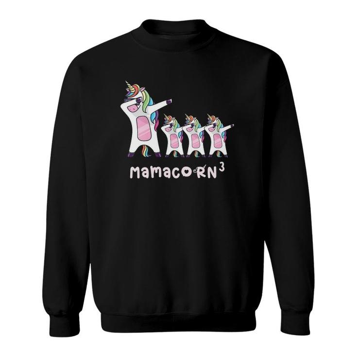 Womens Cute Mamacorn Unicorn Funny Mom Mother Of 3 Triplet Mom3 V Neck Sweatshirt