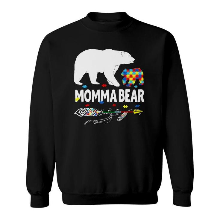 Womens Cute Momma Bear Autism Awareness Mother Autistic Family Sweatshirt