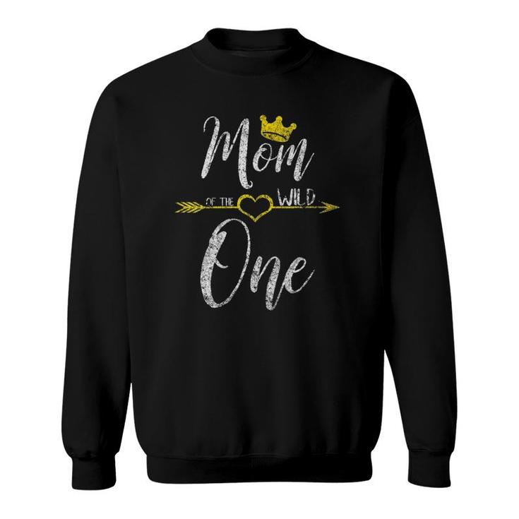 Womens Cute Mother's Day Gift Mom Of The Wild One V-Neck Sweatshirt
