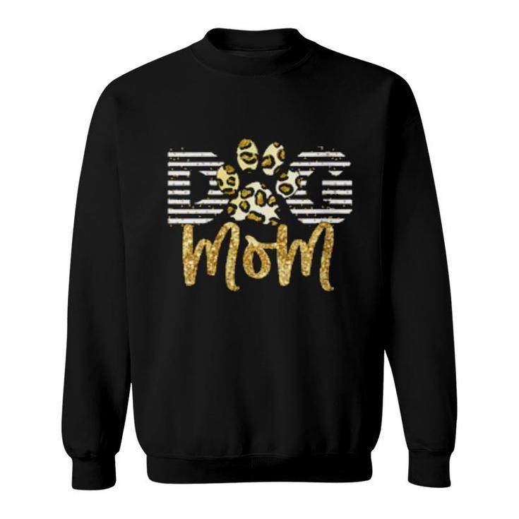 Womens Dog Mom Striped Decorative Letters And A Paw Design  Sweatshirt
