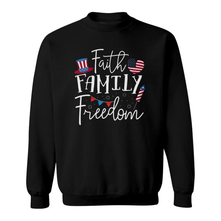 Womens Faith Family Freedom American Flag Christian Patriotic Gift Sweatshirt
