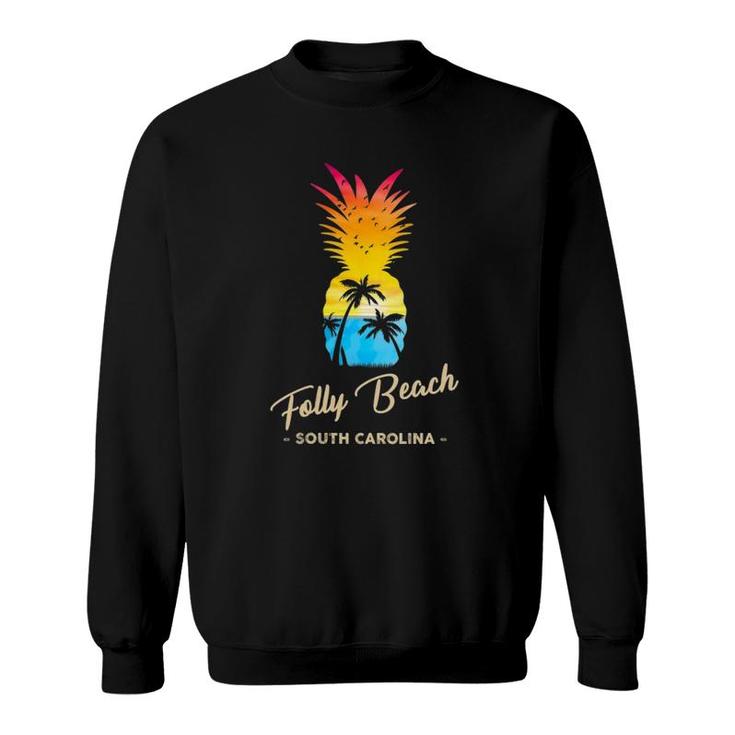 Womens Folly Beach Souvenir Pineapple - South Carolina Sweatshirt