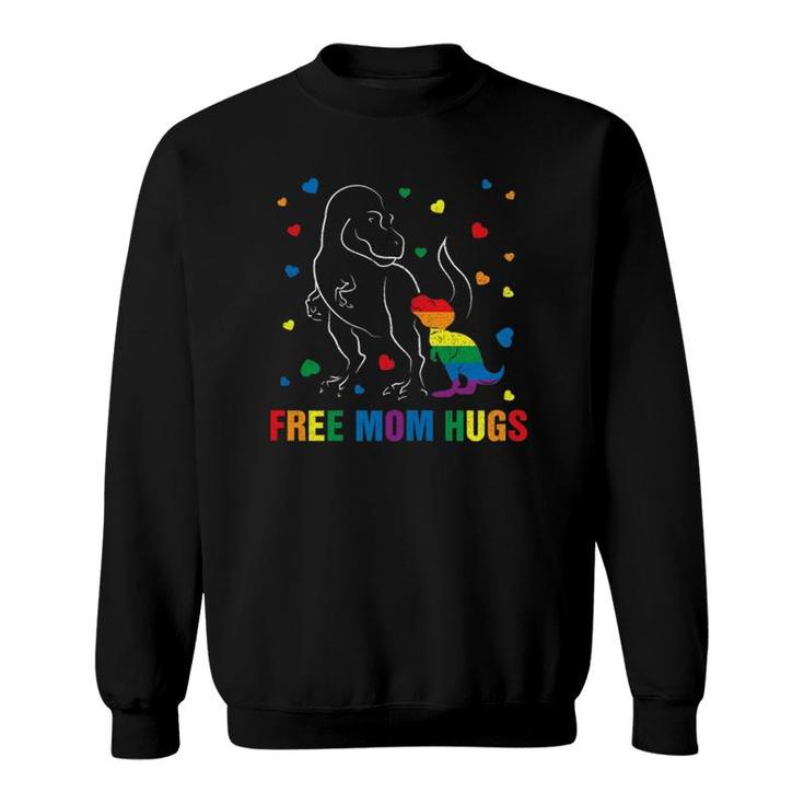 Womens Free Mom Hugs Mama Dinosaur Lgbt Gay Pride Gift Mother Sweatshirt