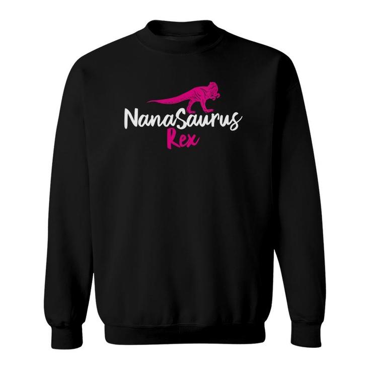 Womens Funny Grandma Mother's Day Nana Saurus Rex Design V-Neck Sweatshirt