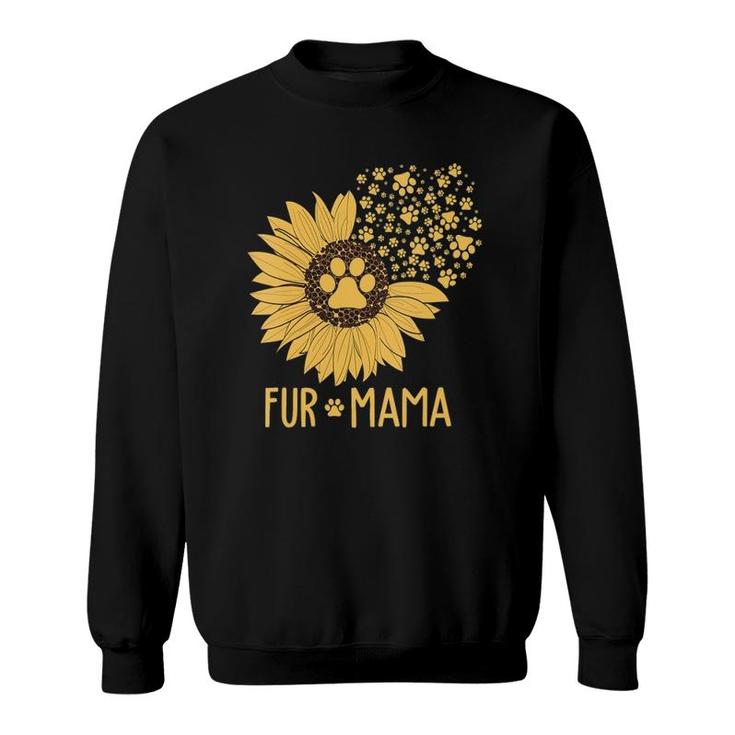 Womens Fur Mama - Sunflower Dog Mom  Sweatshirt