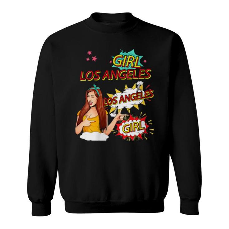 Womens Girl From Los Angeles Comic Style Los Angeles Girl Sweatshirt