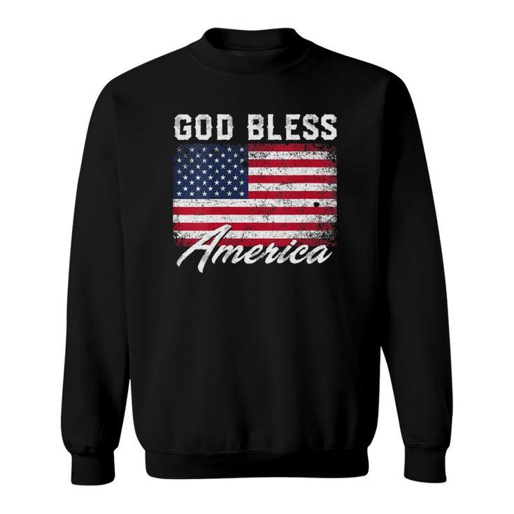 Womens God Bless America Usa Flag 4Th Of July Patriotic V-Neck Sweatshirt