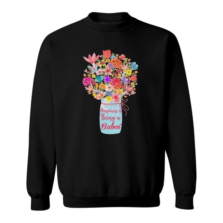Womens Happiness Is Being A Babci Flower Grandma Mother's Day Sweatshirt