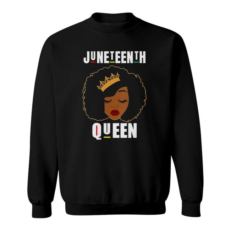 Womens Juneteenth Queen Black Girl Afro Queen V-Neck Sweatshirt