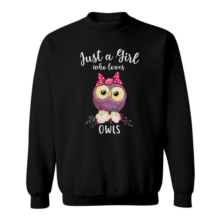 Womens Just A Girl Who Loves Owlscute Owl Lover Gifts V-Neck Sweatshirt