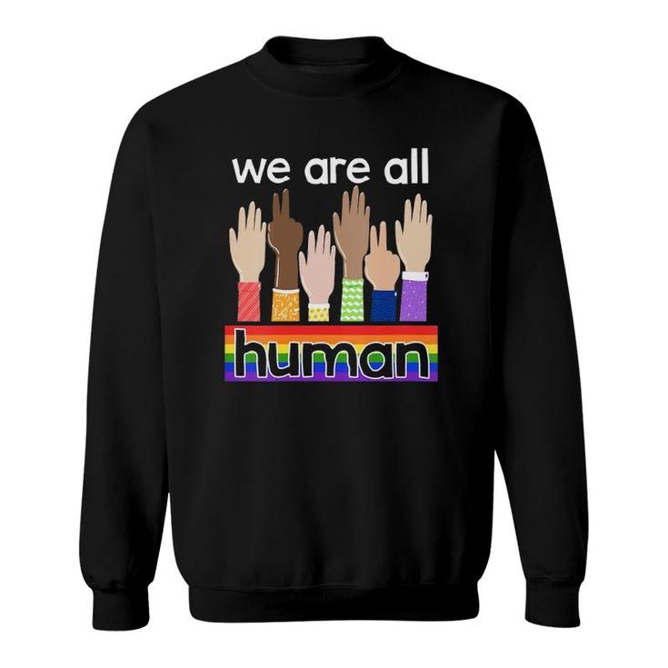 Womens Lgbtq We Are All Human V-Neck Sweatshirt