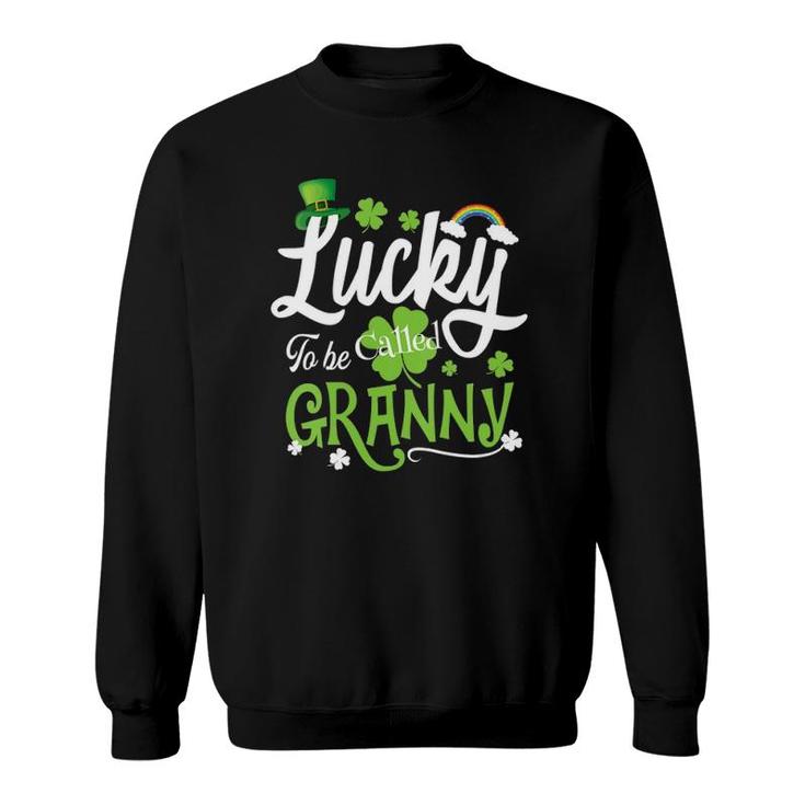 Womens Lucky To Be Called Granny Shamrock St Patrick's Day Gift V-Neck Sweatshirt