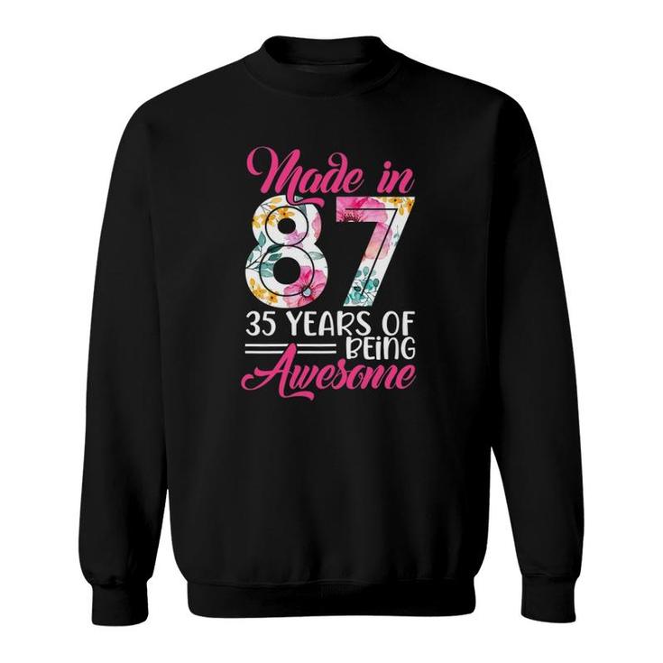 Womens Made In 87 Awesome 35 Years Old Birthday Party Costume Women Sweatshirt