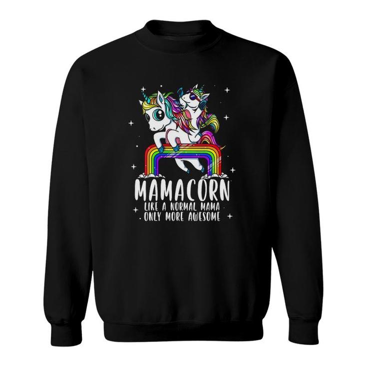 Womens Mamacorn Like A Mama Only More Awesome Unicorn Mom Bday Gift V-Neck Sweatshirt
