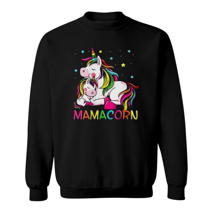 Womens Mamacorn Mother's Day Unicorn Mom Mommycorn Women V-Neck Sweatshirt