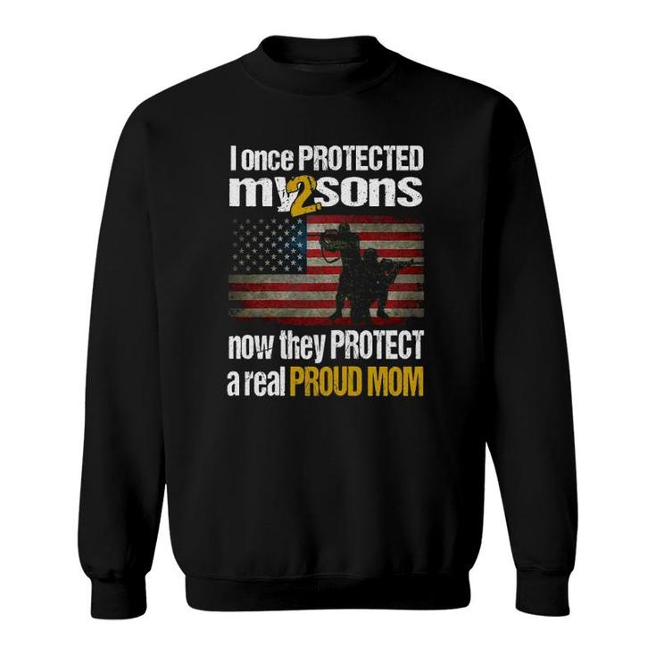 Womens Military Honor Two Soldier Sons Proud Mom Sweatshirt