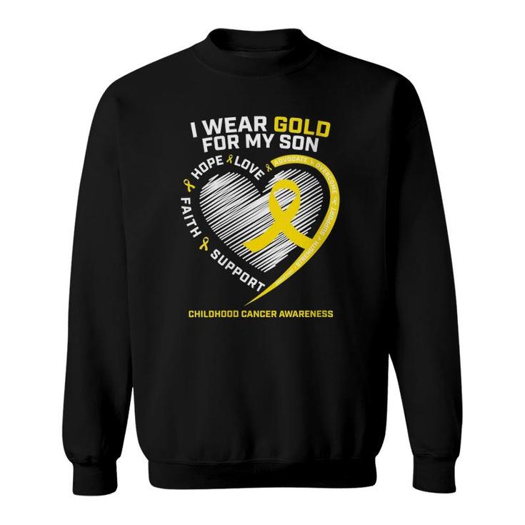 Womens Mom Dad I Wear Gold For My Son Childhood Cancer Awareness Sweatshirt