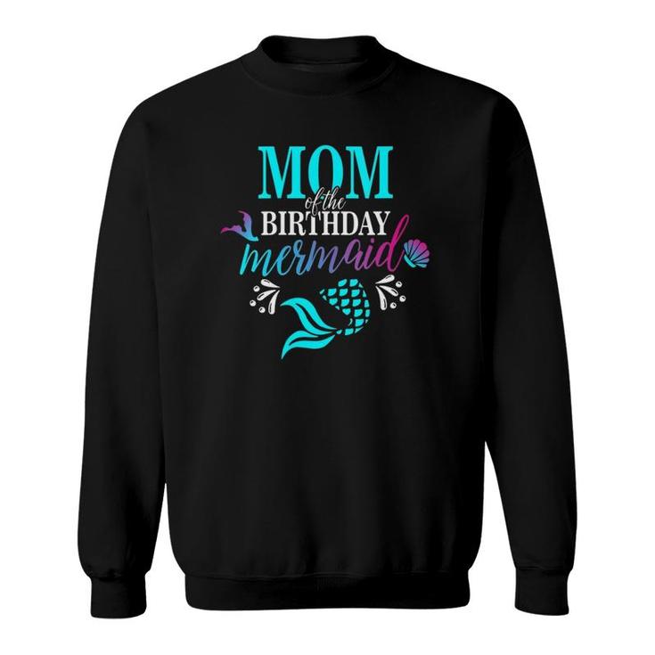Womens Mom Of The Birthday Mermaid Matching Family V-Neck Sweatshirt