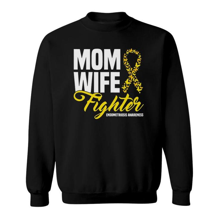 Womens Mom Wife Fighter Yellow Ribbon Endometriosis Awareness Sweatshirt