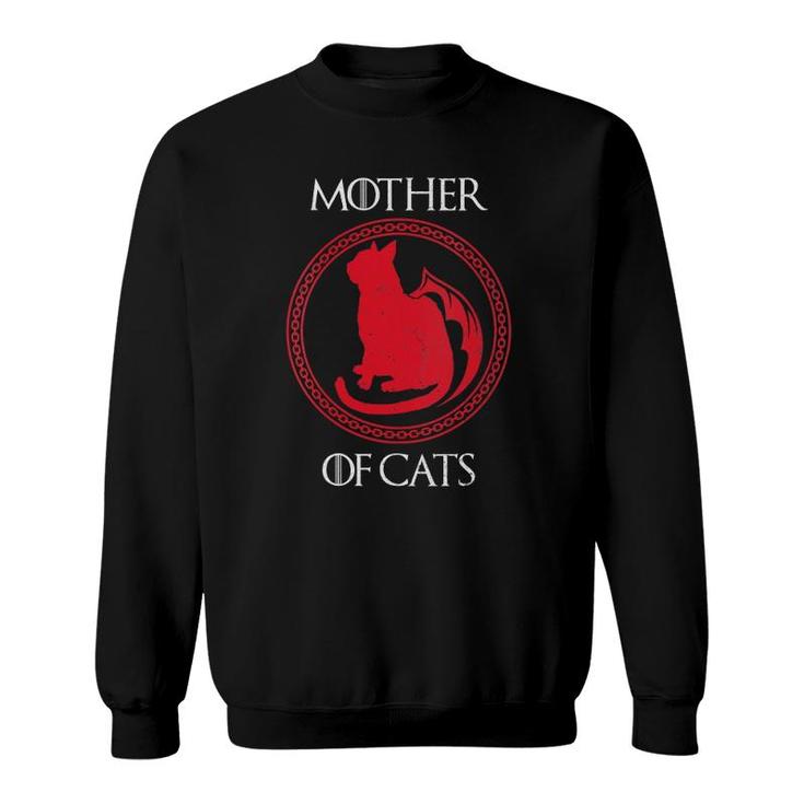 Womens Mother Of Cats Kitten Funny Mama Mom My Animal Pet Lover V-Neck Sweatshirt