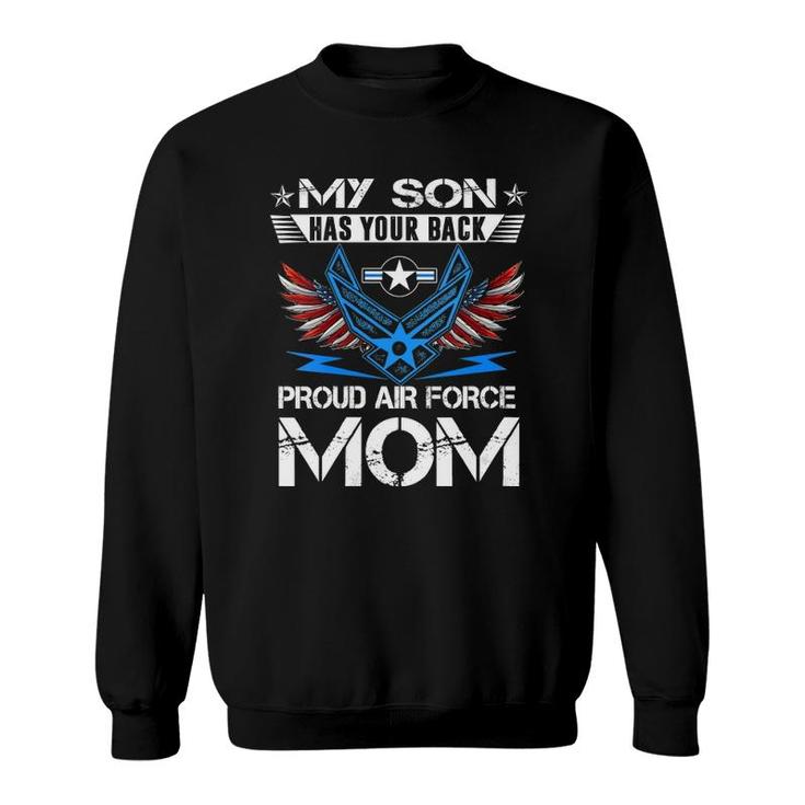 Womens My Son Has Your Back Proud Air Force Mom Tees Usaf V-Neck Sweatshirt