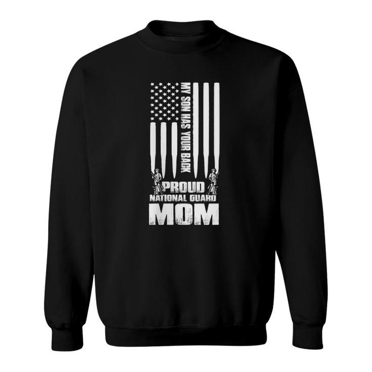 Womens My Son Has Your Back Proud National Guard Mom Army Mom V Neck Sweatshirt