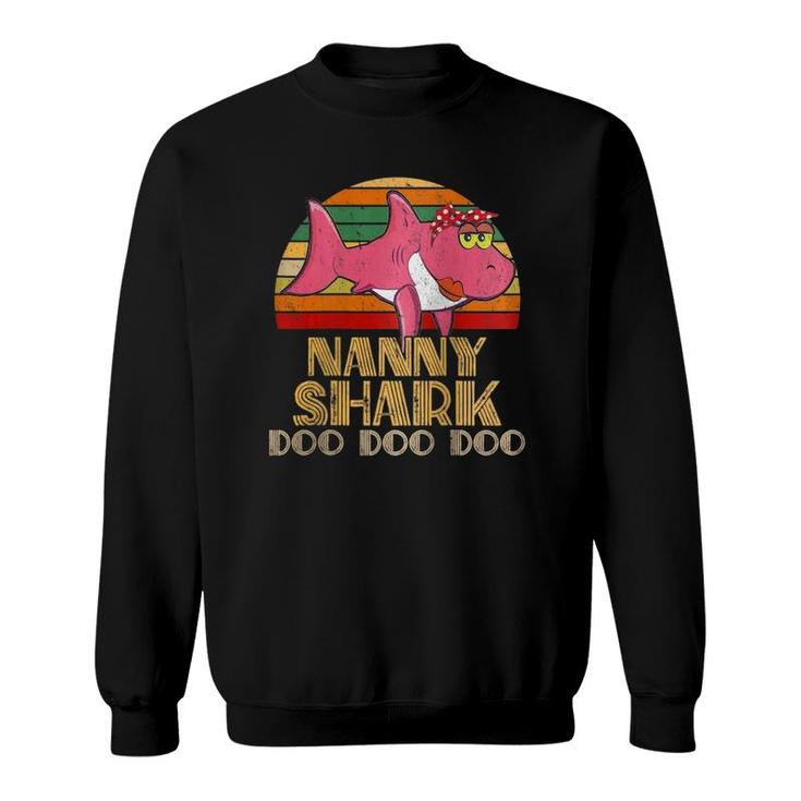 Womens Nanny Shark Doo Doo Matching Family Mother's Day Raglan Baseball Tee Sweatshirt