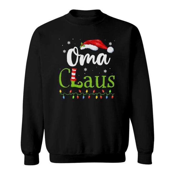 Womens Oma Claus Funny Grandma Santa Pajamas Christmas Gift Idea V-Neck Sweatshirt