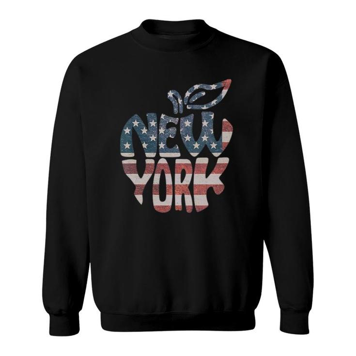 Womens Patriotic I Love New York Nyc Big Apple 4Th Of July Gift V-Neck Sweatshirt