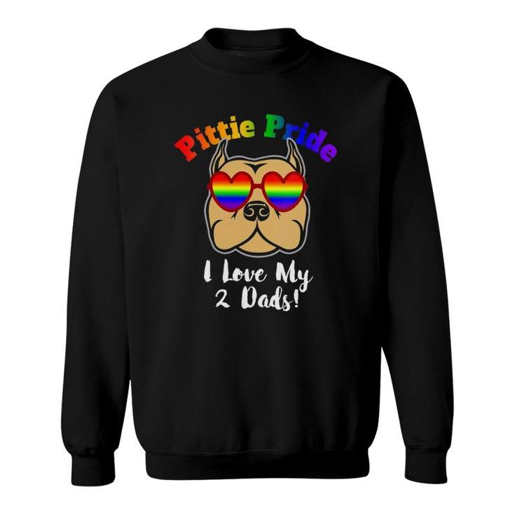 Womens Pitbull Gay Pride I Love My 2 Dads Pittie Pride Lbgt Gift V-Neck Sweatshirt
