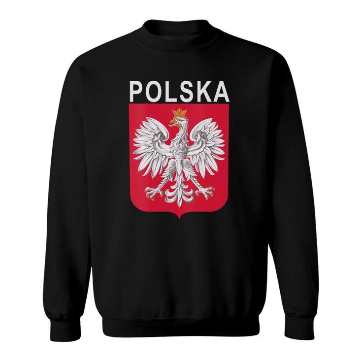 Womens Polska Eagle Emblem Polish Language V-Neck Sweatshirt