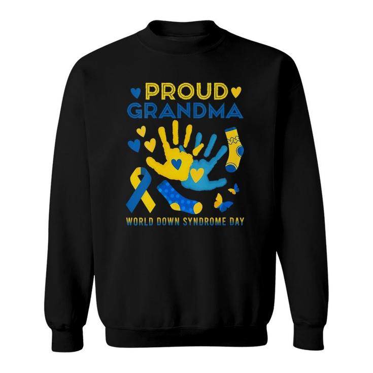Womens Proud Grandma T21 World Down Syndrome Awareness Day Ribbon  Sweatshirt