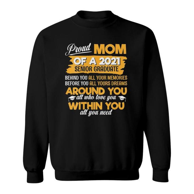 Womens Proud Mom Of A 2021 Senior Graduate Mommy Mother V-Neck Sweatshirt