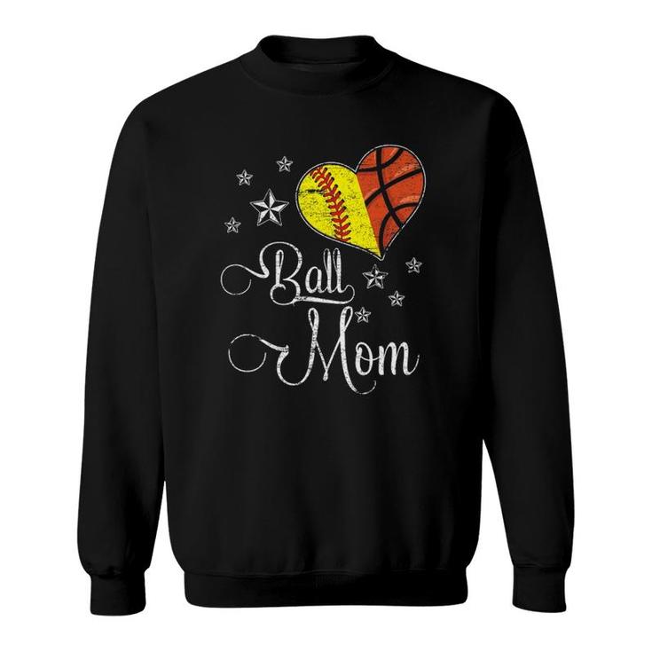 Womens Proud Softball Basketball Mom Ball Mother's Day Sweatshirt