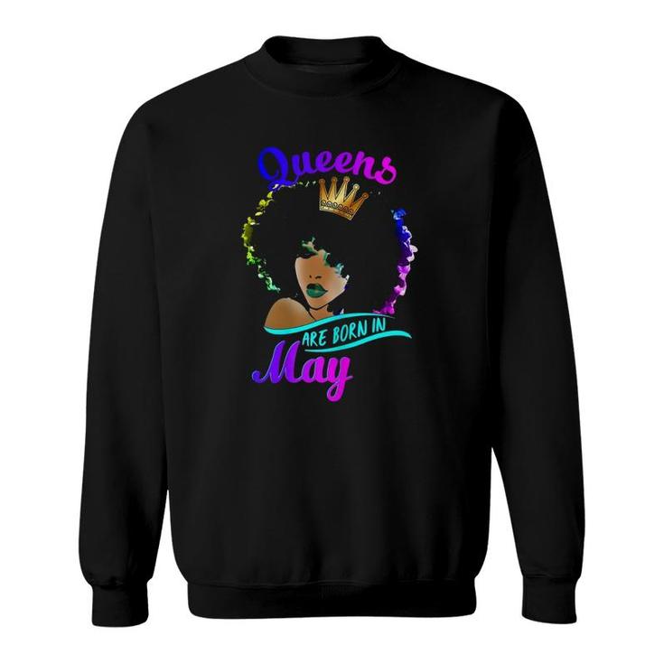 Womens Queens Are Born In Mayblack Women Taurus Birthday Sweatshirt