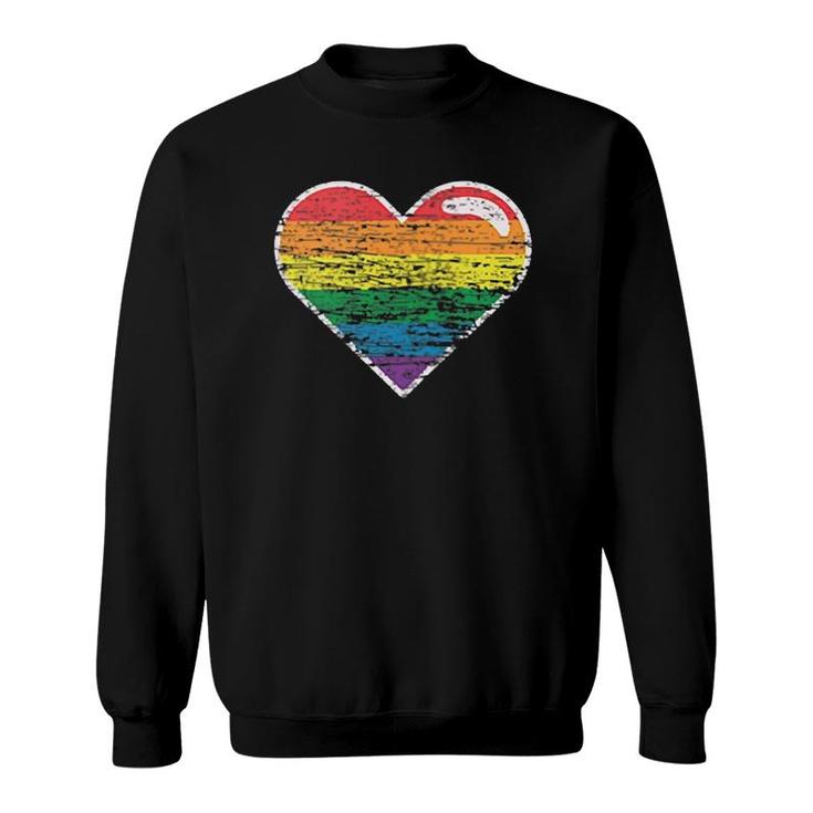 Womens Rainbow Heart Lgbtq Gay Pride Month Lgbt V-Neck Sweatshirt