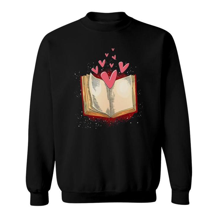 Womens Reader Bookworm Book Nerd Book Lover Gift Heart Reading Sweatshirt
