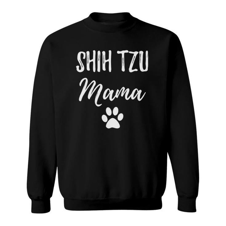Womens Shih Tzu Mama Funny Dog Lover Dog Mom Gift V-Neck Sweatshirt