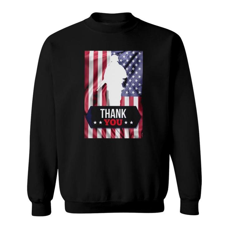 Womens Soldier Thank You Flag Veterans, Memorial Day & 4Th Of July Sweatshirt