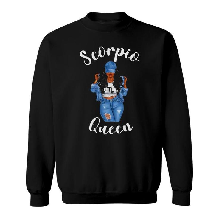 Womens Streetwise Scorpio Queen Black Womens Zodiac Birthday Cool Sweatshirt