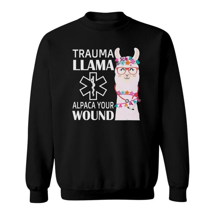 Womens Trauma Llama Alpaca Your Wound Ems Nurse Gift V Neck Sweatshirt
