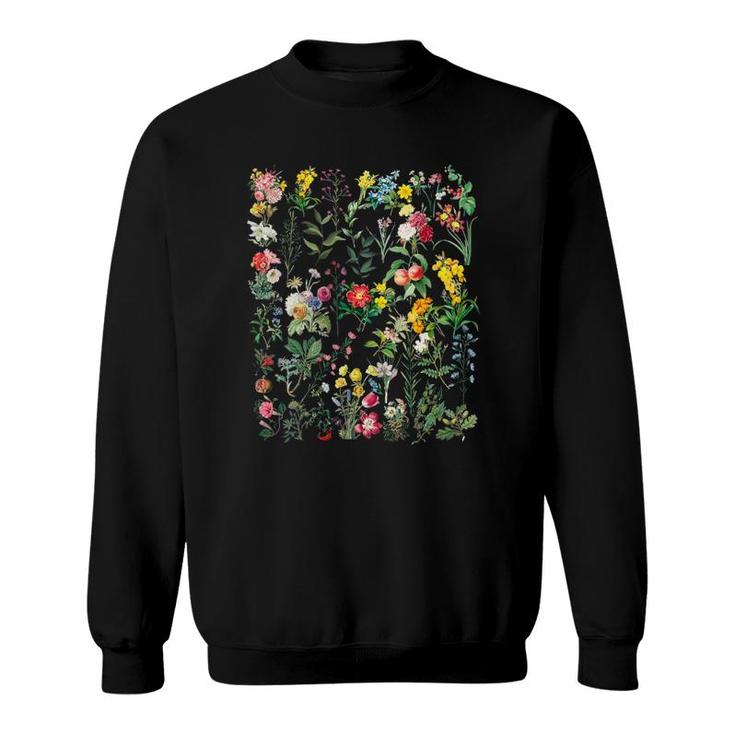 Womens Vintage Inspired Flower Botanical Chart  Sweatshirt