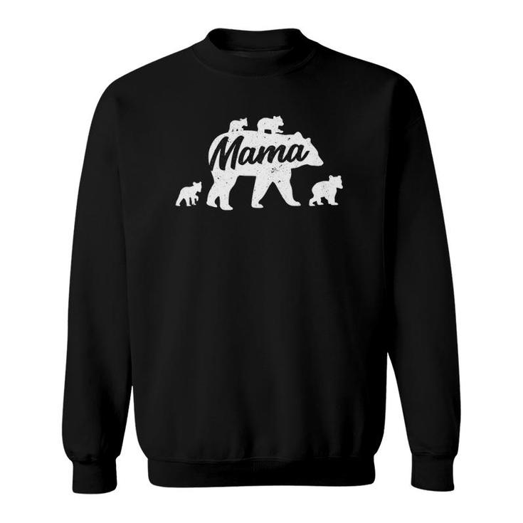 Womens Vintage Mama Bear With 4 Cub Mother's Day Sweatshirt