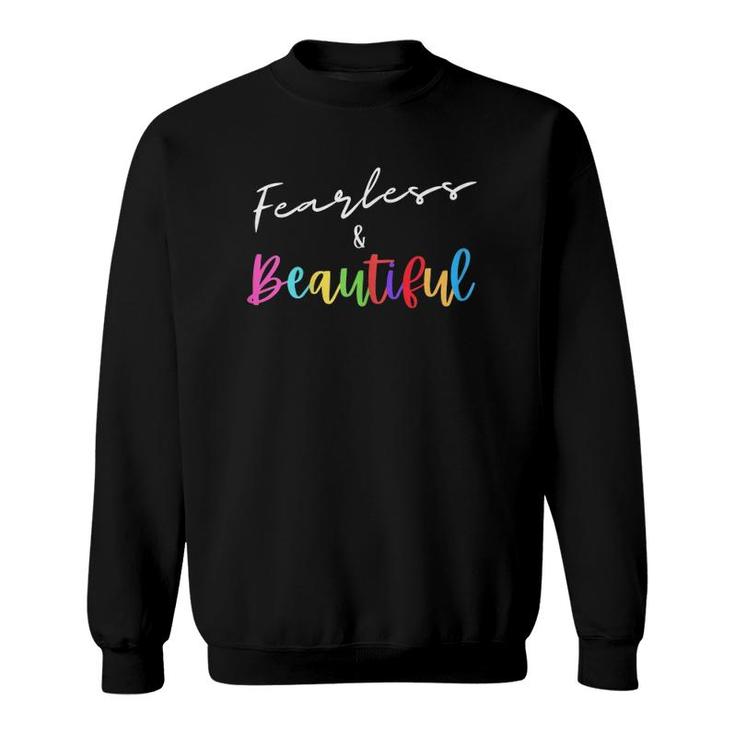 Womens Women's Cute Casual Graphic Tee Fearless And Beautiful Sweatshirt